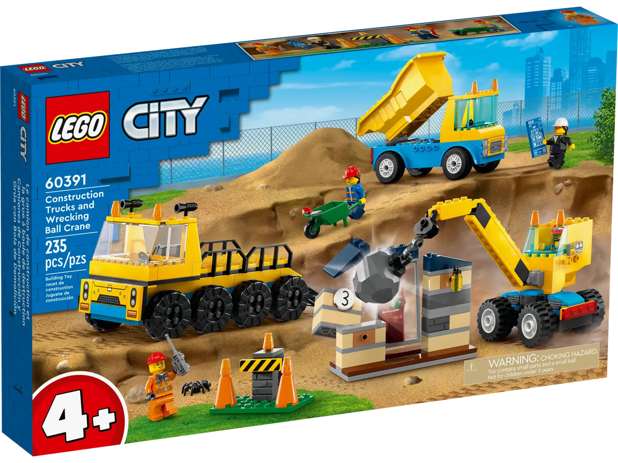 Lego Construction Trucks and Wrecking Ball Crane