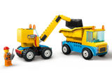 Lego Construction Trucks and Wrecking Ball Crane