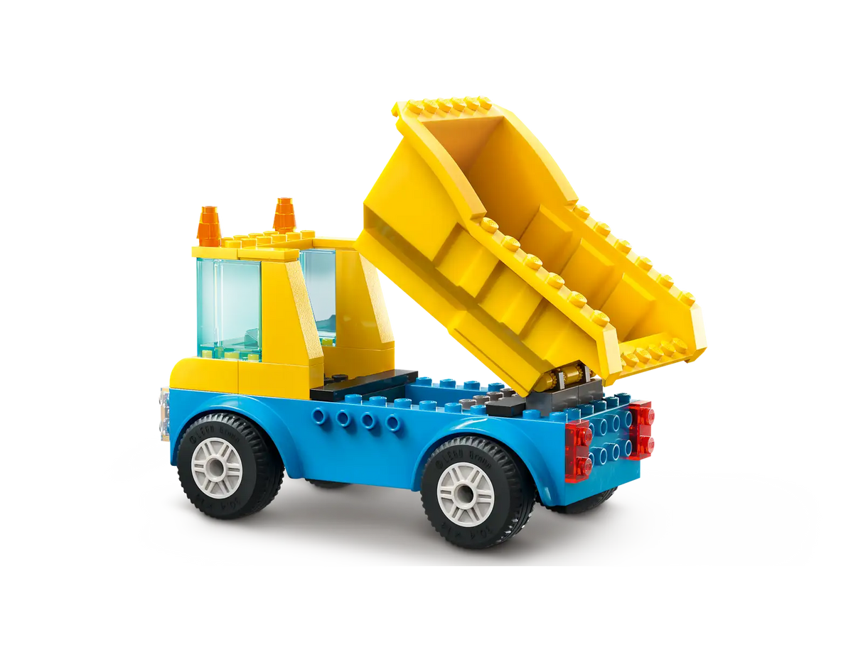 Lego Construction Trucks and Wrecking Ball Crane
