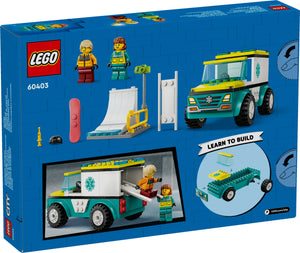 Lego City Emergency Ambulance and Snowboarder Set
