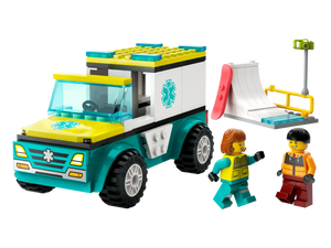 Lego City Emergency Ambulance and Snowboarder Set