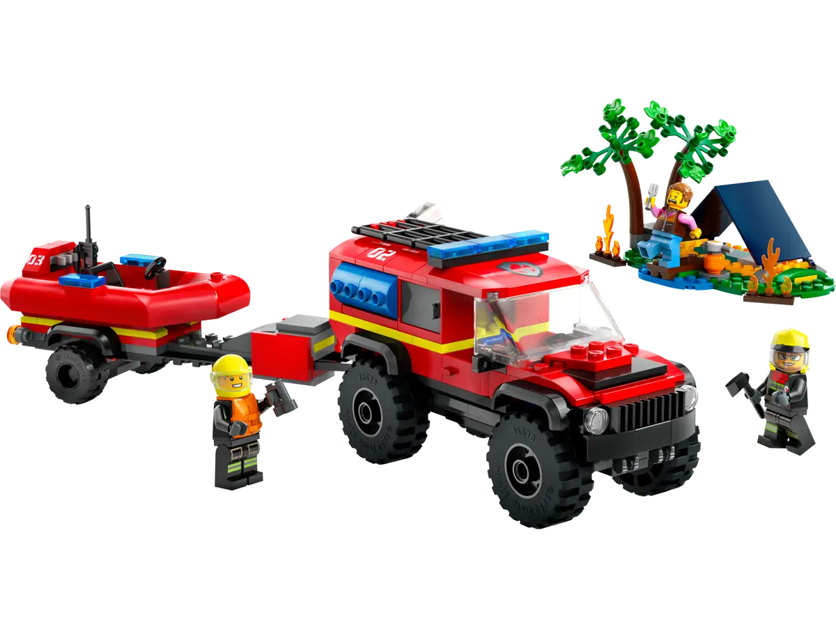 Lego City 4x4 Fire Truck with Rescue Boat