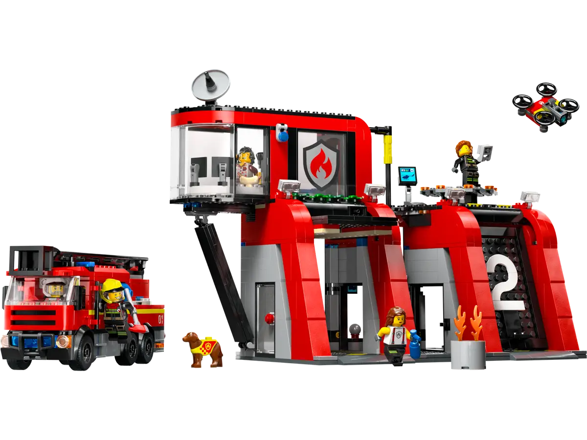 Lego City Fire Station with Fire Truck Set
