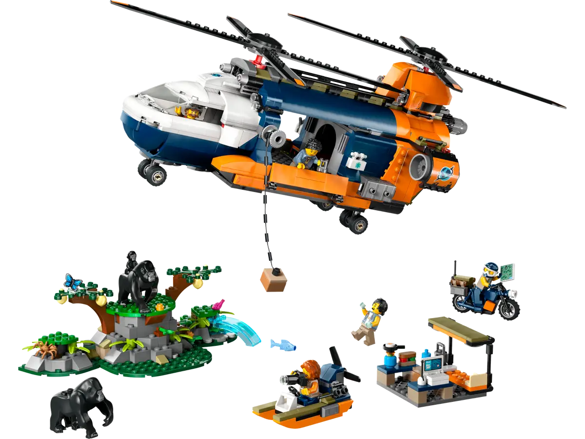 Lego City Jungle Explorer Helicopter at Base Camp