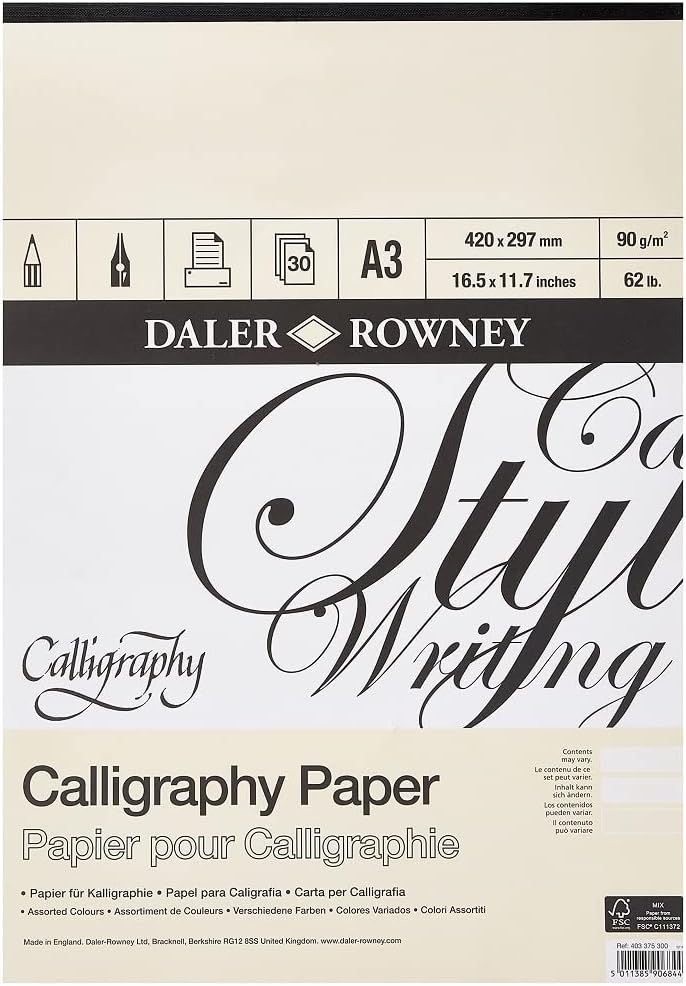 Daler-Rowney Calligraphy Drawing 90 gsm Parchment A3 Texture Paper Pad