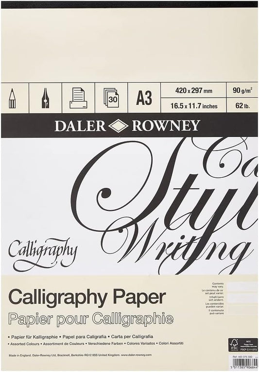 Daler-Rowney Calligraphy Drawing 90 gsm Parchment A3 Texture Paper Pad