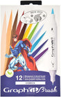 GRAPH'IT Brush Double Tip Markers - Comics (Set of 12)