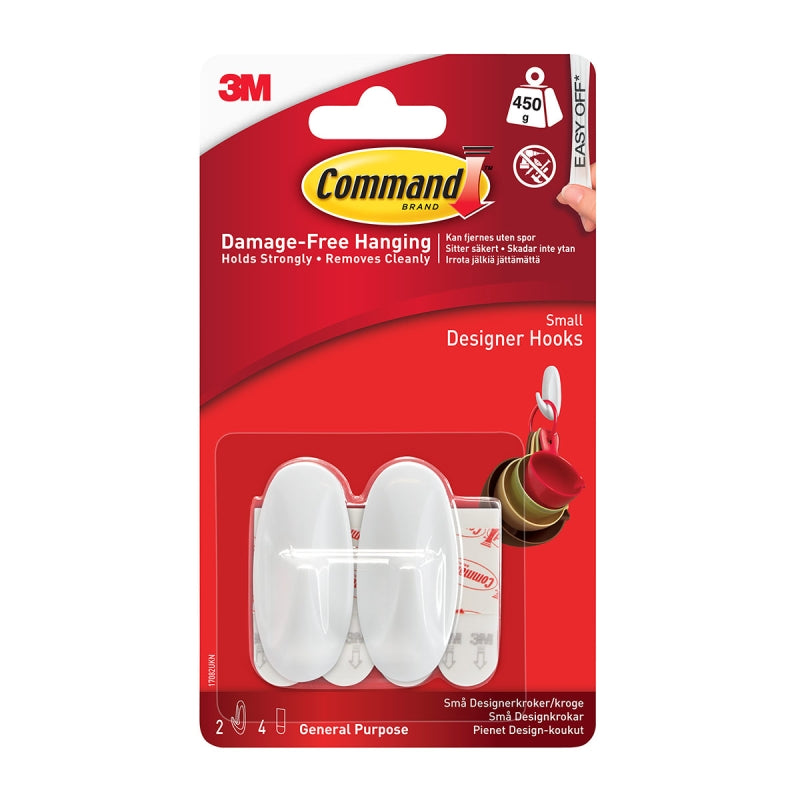 Command Small Designer Hooks 17082 - 2 Hooks 4 Strips