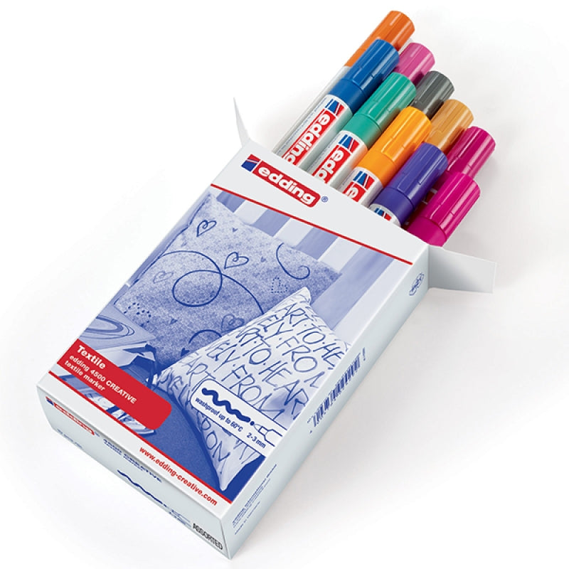 Edding 4500 Textile Markers - Assorted Box (10 Pack)