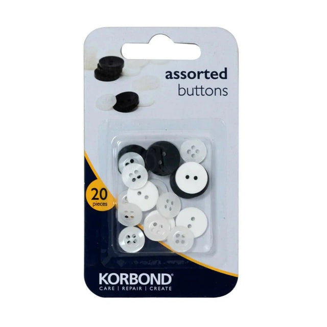 Korbond Assorted Buttons (Pack of 20)