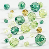 Faceted Bead Mix 45g - Green Glitter