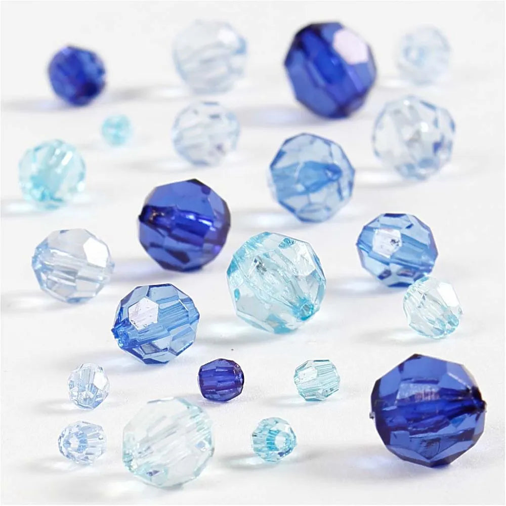 Faceted Bead Mix 4-12 mm - Blue Harmony 45g