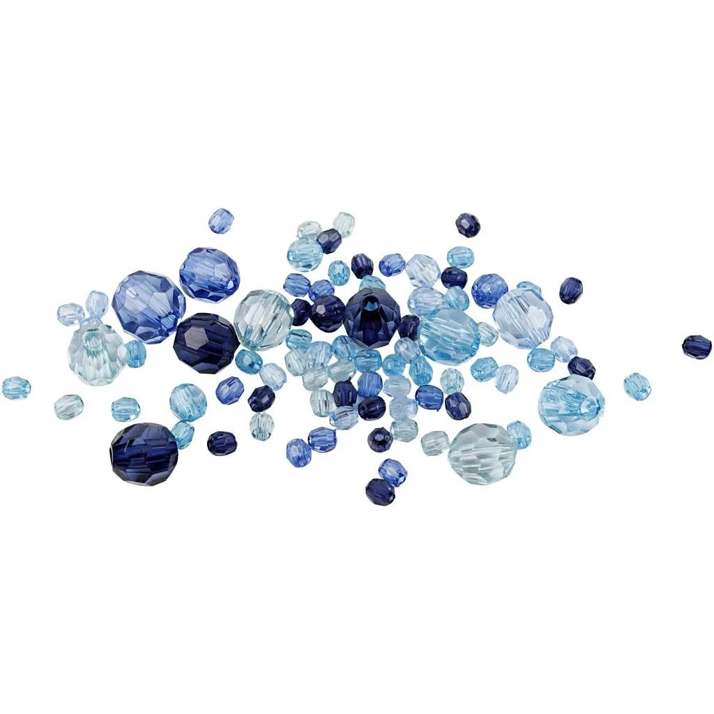 Faceted Bead Mix 4-12 mm - Blue Harmony 45g