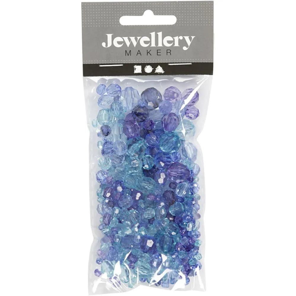 Faceted Bead Mix 4-12 mm - Blue Harmony 45g