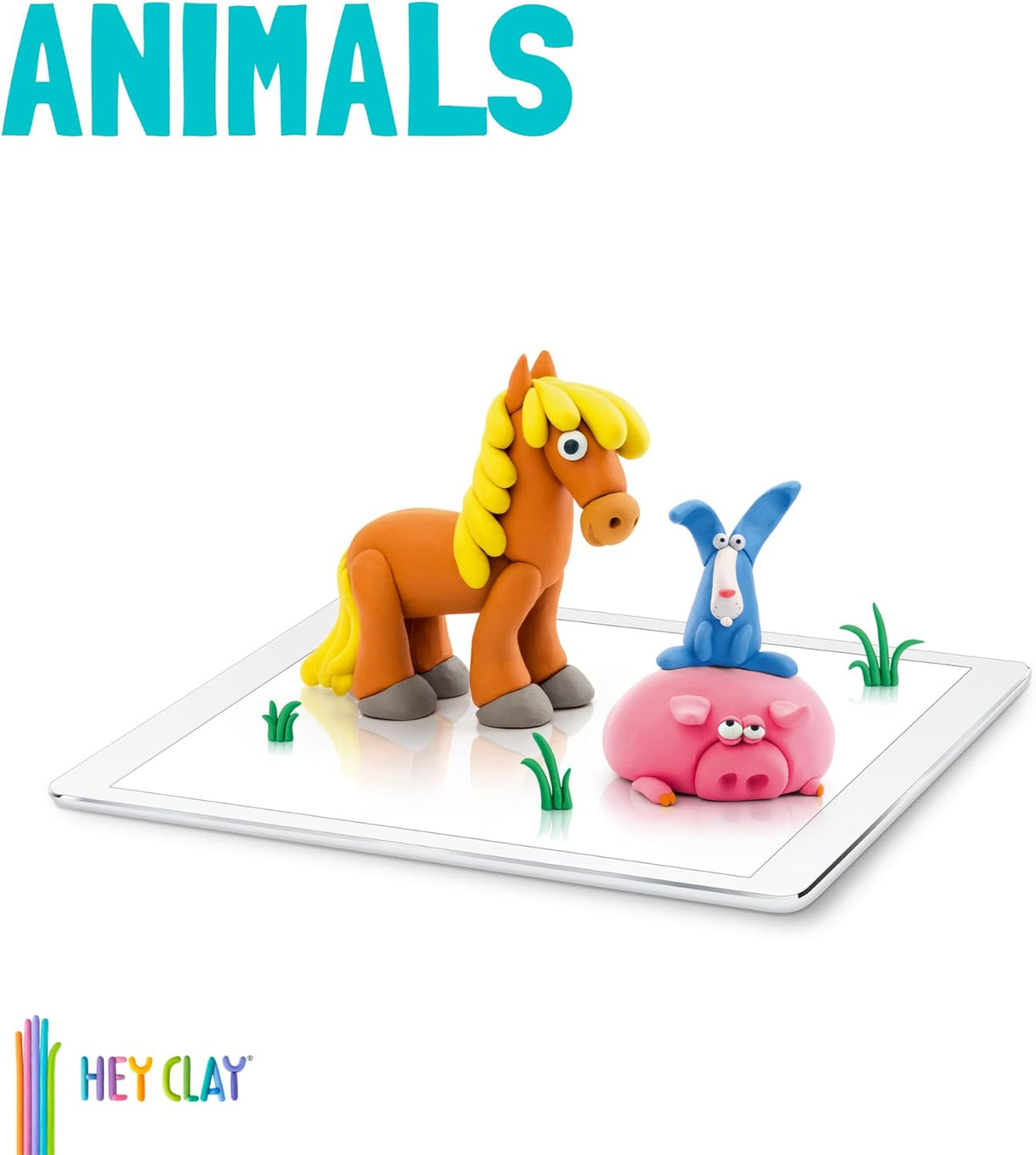 Hey Clay Animals: Piggy, Horse, Rabbit (6 Cans)