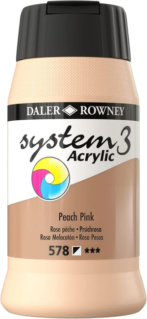 Daler Rowney System3 Peach Pink 500ml Acrylic Paint