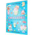 Colouring book titled 'Café Cuties' with cartoon illustrations on a blue background