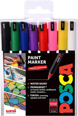 Posca PC-1MR Ultra Fine Paint Markers Wallet Of 8 Standard Colours