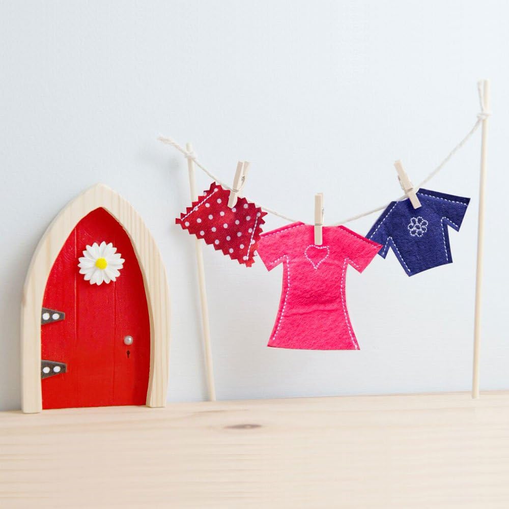 Irish Fairy Door Clothes Line Incl Female Clothes