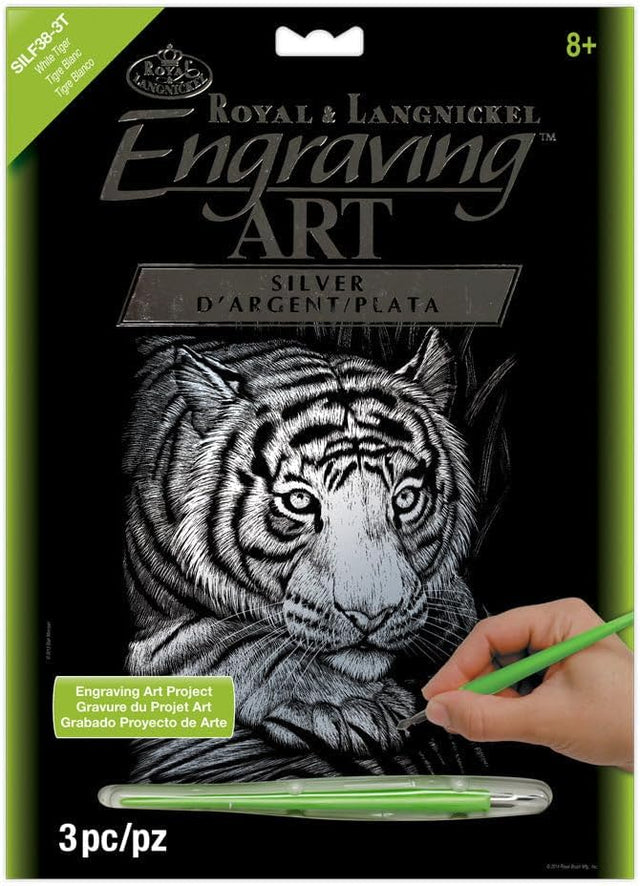 Engraving Art Silver Foil Set - White Tiger