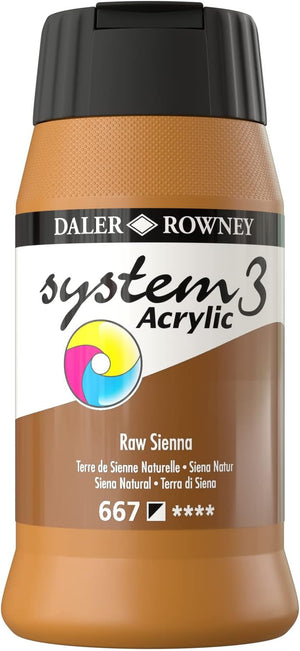 Daler-Rowney System3 Acrylic Paint Raw Sienna 500ml