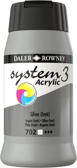 Daler Rowney System3 Silver Imitation 500ml Acrylic Paint Tube