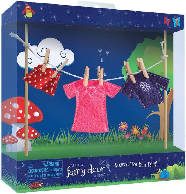 Irish Fairy Door Clothes Line Incl Female Clothes