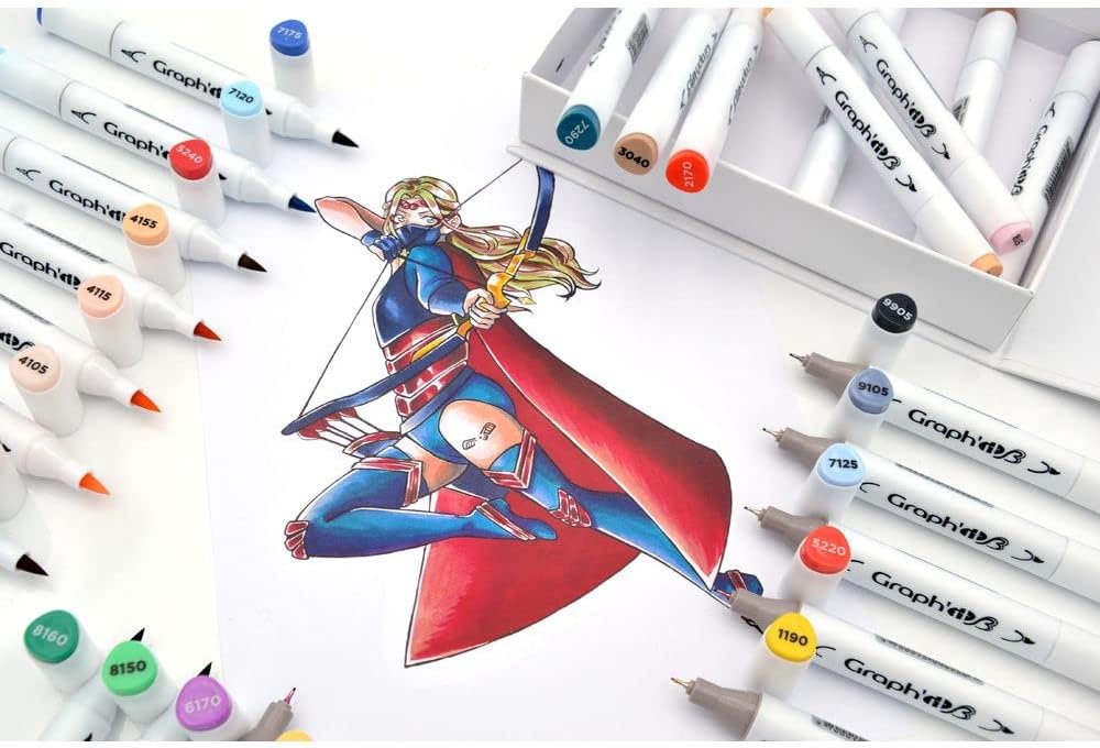 GRAPH'IT Brush Dual Tip Alcohol Markers - Comics (Set of 24)