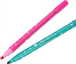 Duo Fibre Tip Pens Magic 11 Fibre-Tip Pens with a Round and a Flat Brush Tip 