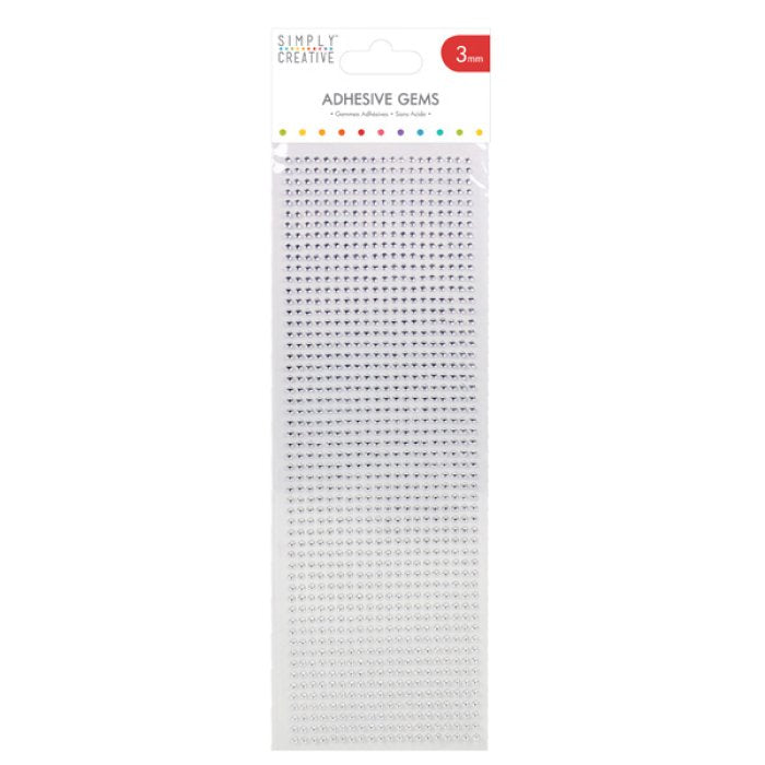 Simply Creative 3mm Adhesive Gems - Silver (1080 Pieces)