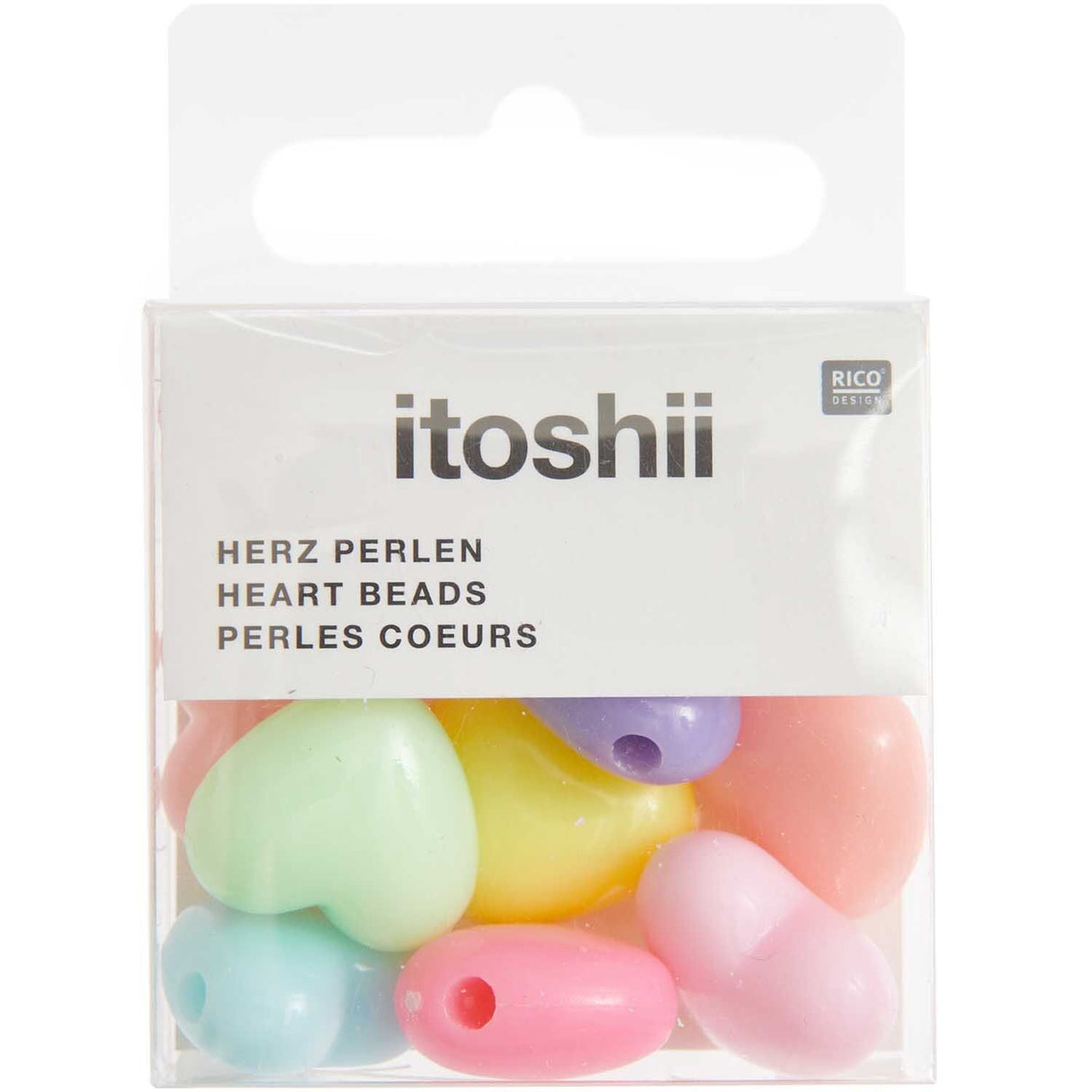 Heart Shape Beads - Pastel (10 Pack)