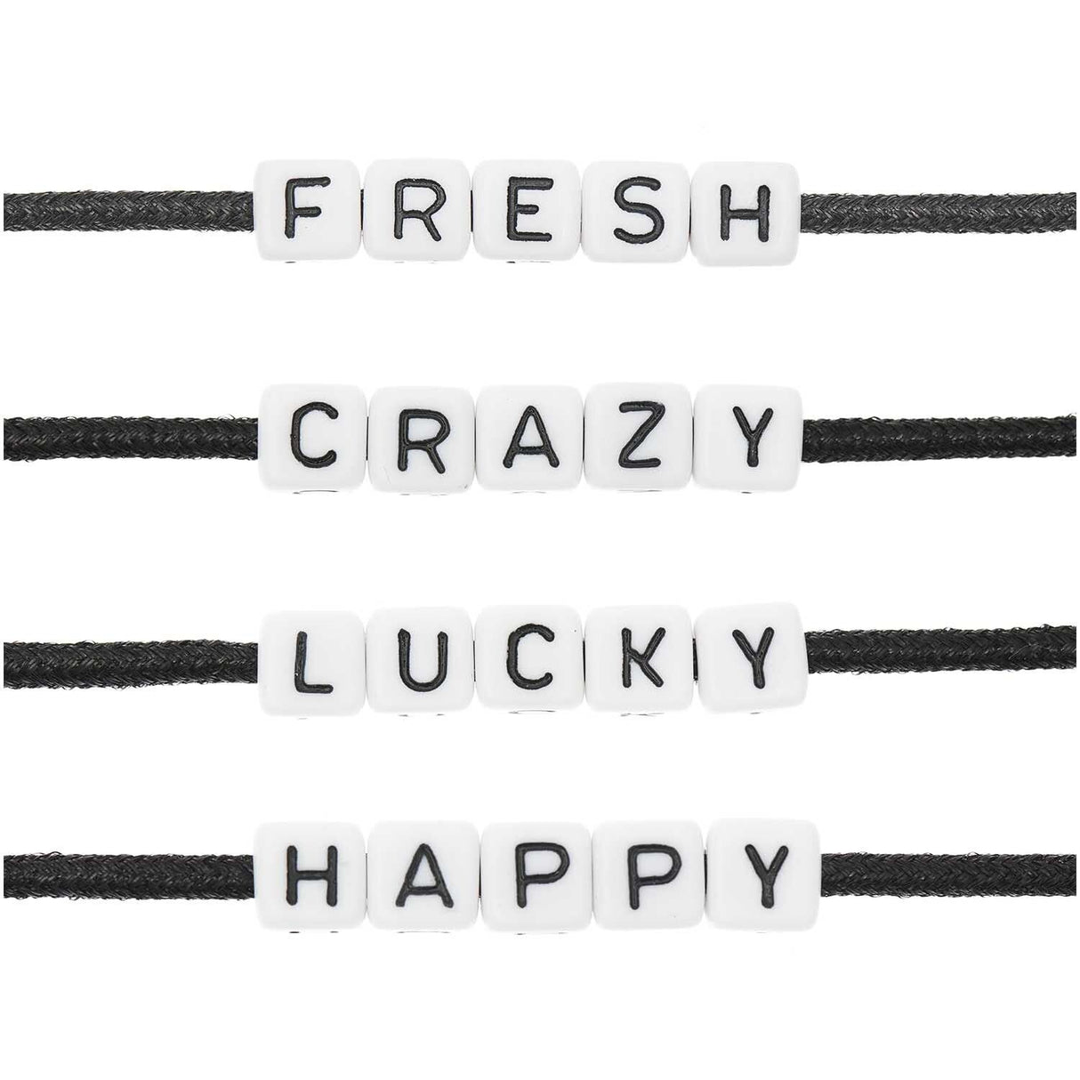 Rico Design Cube Bead Set White - Fresh/Crazy/Lucky/Happy
