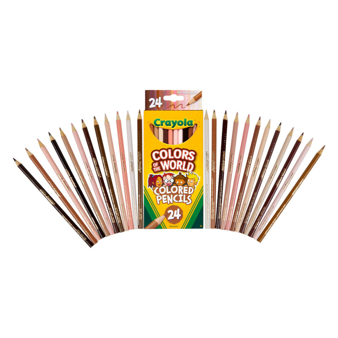Crayola colored pencils set with packaging on a white background