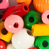 Wooden Beads Dia. 5-28mm hole Size 25-3mm - Assorted Colours 400g