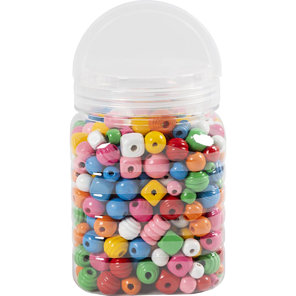 Wooden Beads Dia. 5-28mm hole Size 25-3mm - Assorted Colours 400g