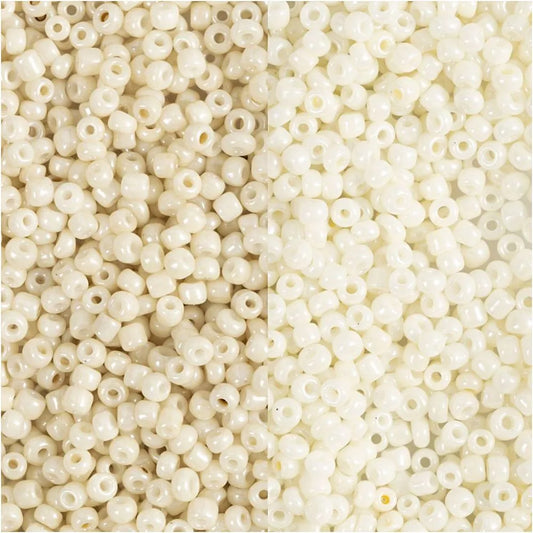 Rocaille Seed Beads, beige, mother-of-pearl