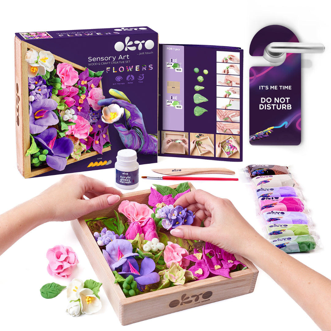 OKTO Wood & Clay Craft DIY Kit -  Inspiration Flowers
