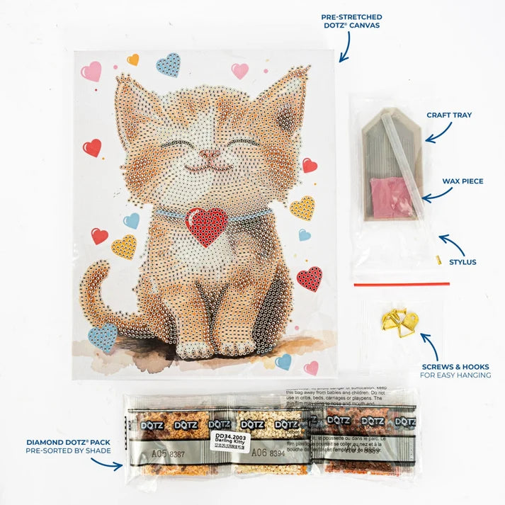 Diamond Dotz Stretched Canvas 20x2cm Kit - Darling Kitty