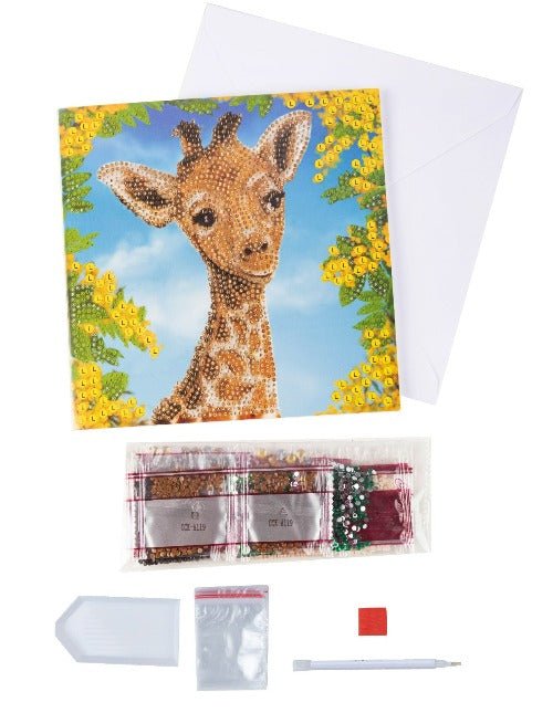 Crystal Art Card Kit 18x18cm - Baby Giraffe