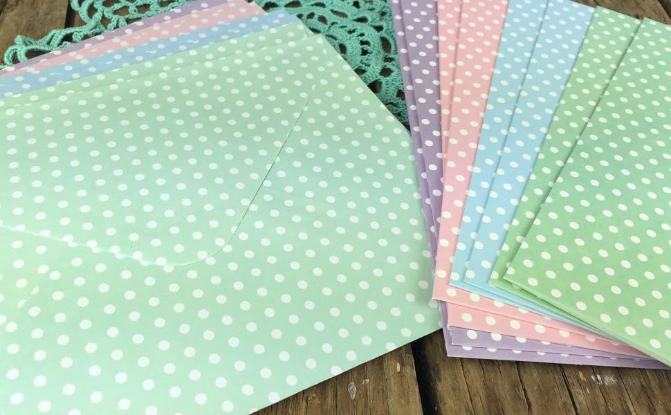 Dovecraft Pastel Polka Cards & Envelopes - 5''x7'' (8 Pack)