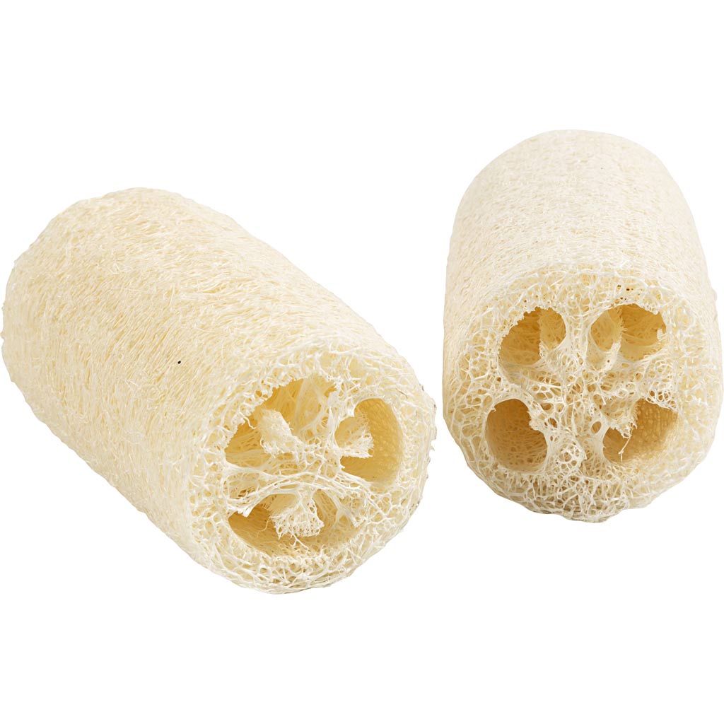 Natural Loofah Sponge L:10cm D:55-8 cm - Light Natural (2 Pack)
