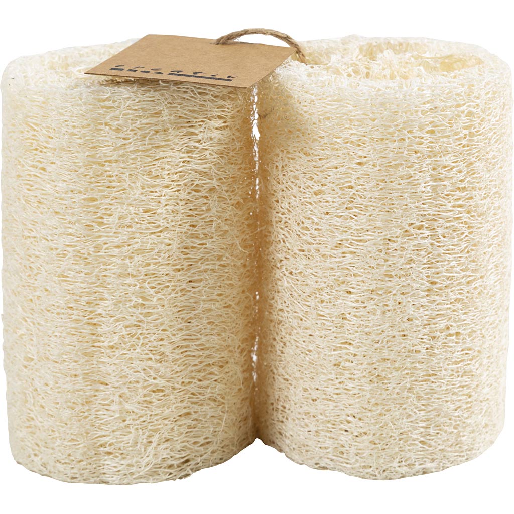 Natural Loofah Sponge L:10cm D:55-8 cm - Light Natural (2 Pack)