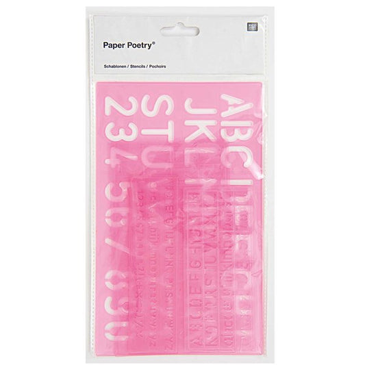 Paper Poetry stencil set letters and numbers 4 pieces