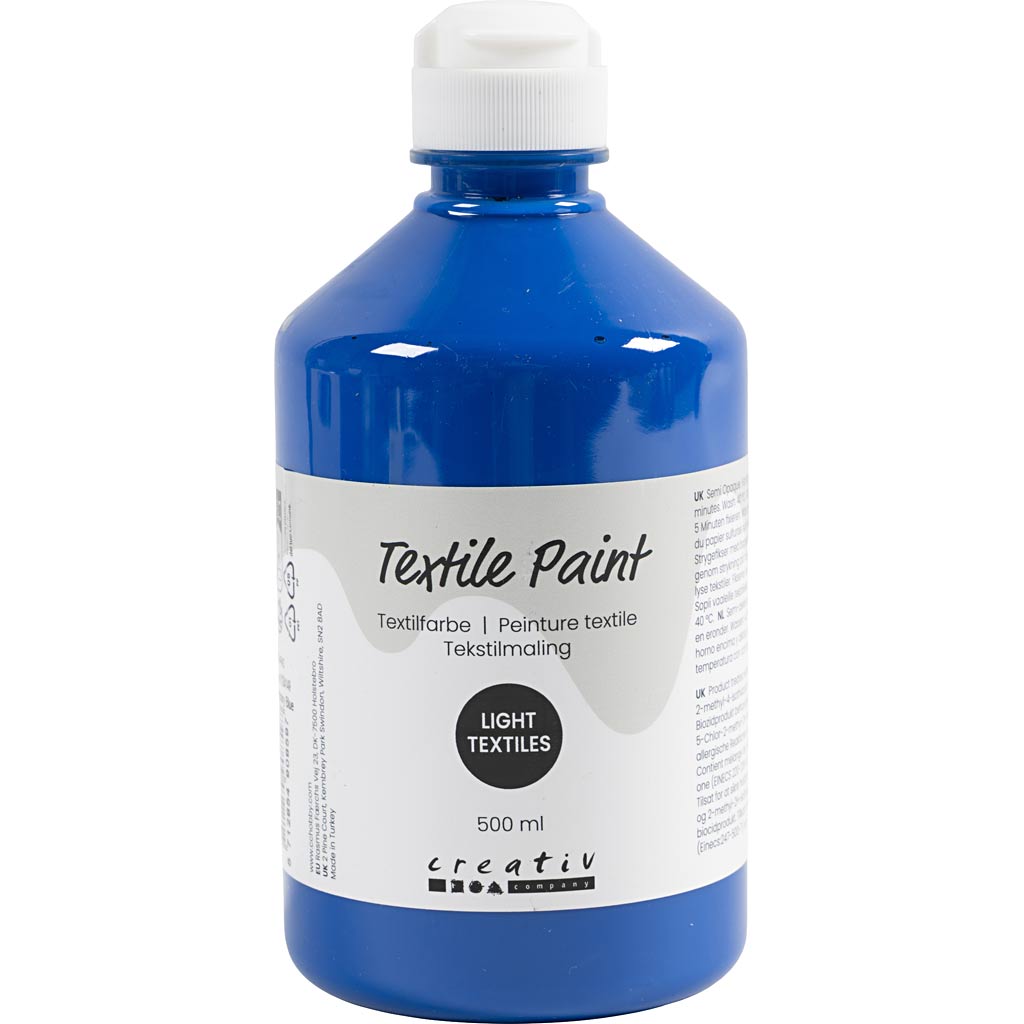 Textile Paint Semi Opaque Primary Blue 500ml