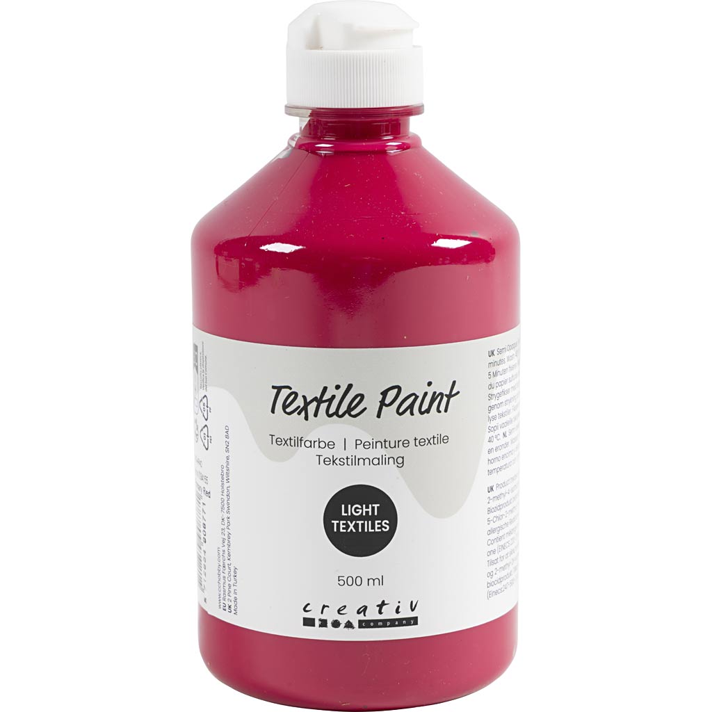 Textile Paint Semi Opaque Primary Red 500ml