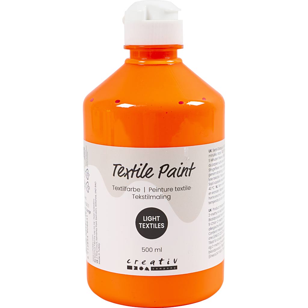 Textile Paint Semi Opaque Neon Orange 500ml