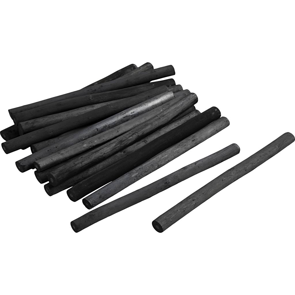 Charcoal Sticks Natural L: 135cm dia. 10mm (18 Pieces)