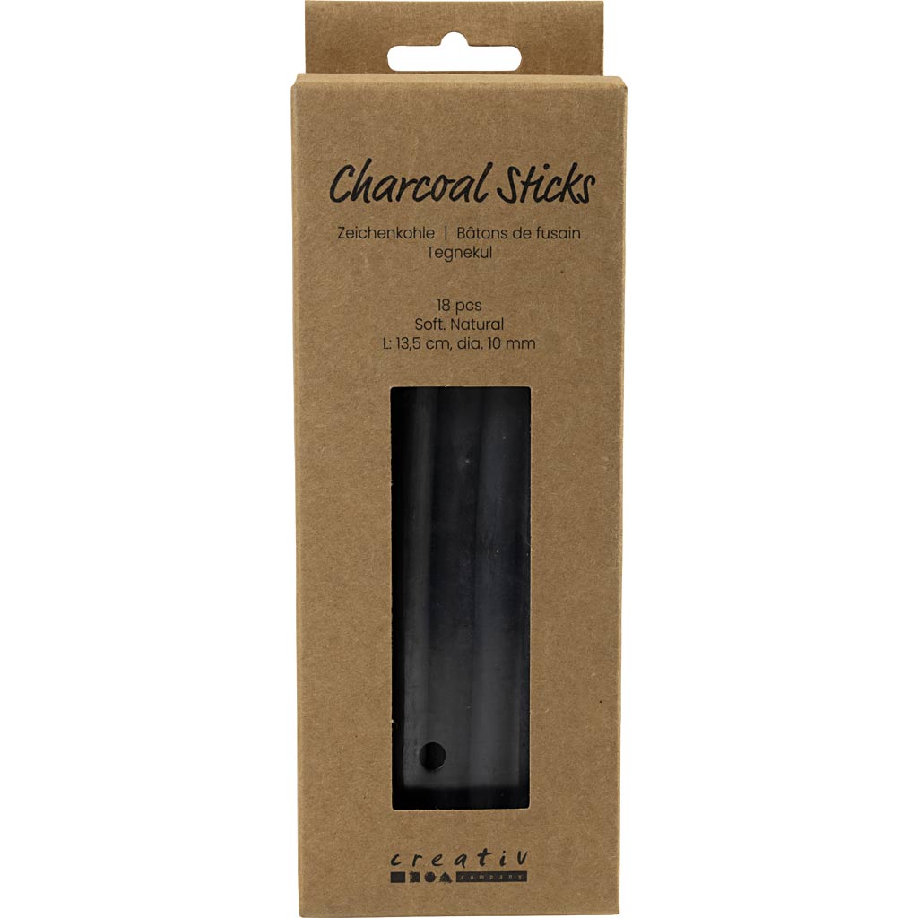 Charcoal Sticks Natural L: 135cm dia. 10mm (18 Pieces)