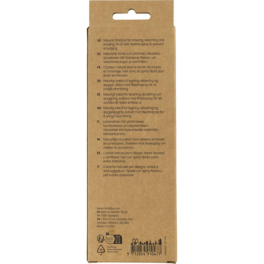 Charcoal Sticks Natural L: 135cm dia. 10mm (18 Pieces)