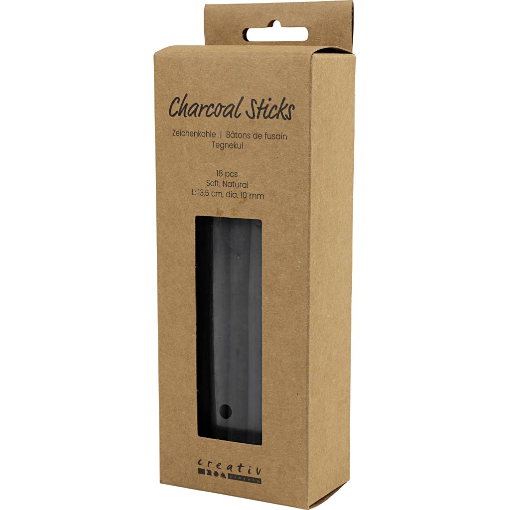 Charcoal Sticks Natural L: 135cm dia. 10mm (18 Pieces)